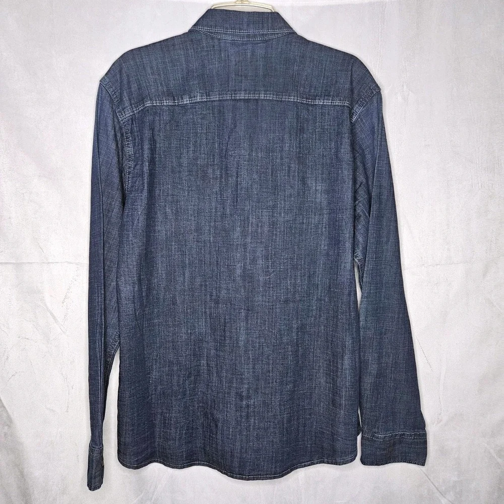Wrangler Large Blue Five Star Premium Denim Western Pearl Snap Shirt